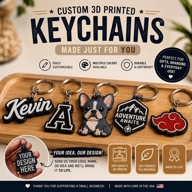 Personalized 3D printed keychain