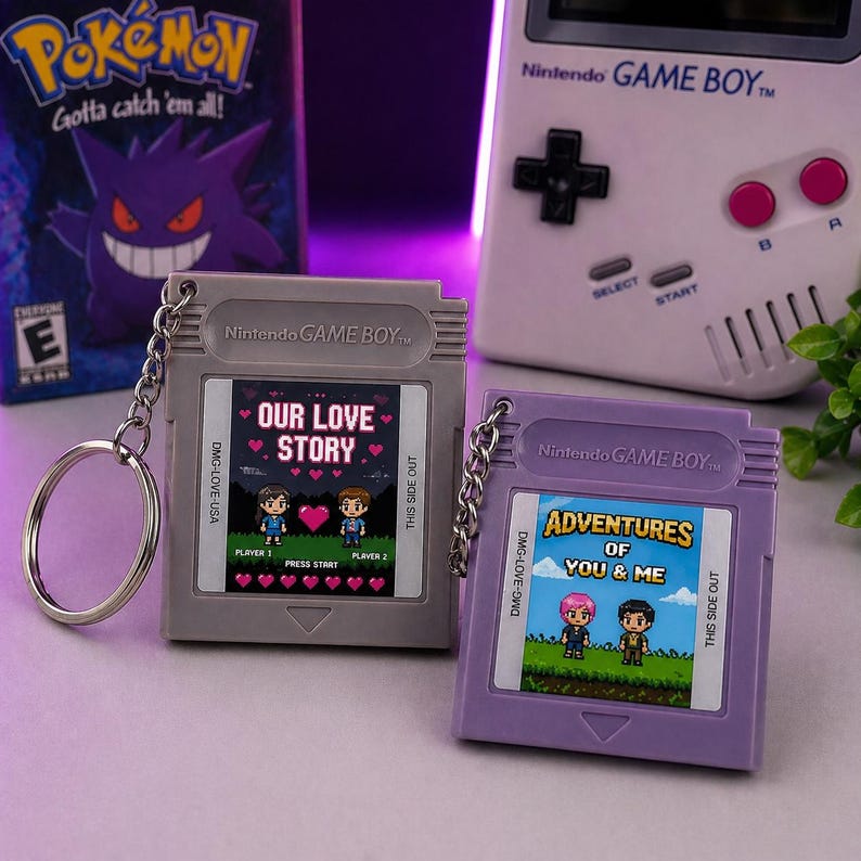 Custom retro game cartridge keychain