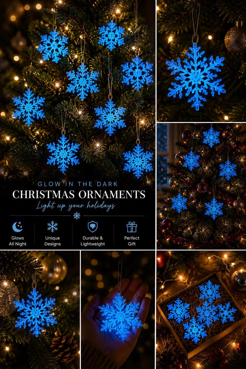 Glow-in-the-dark snowflake ornaments